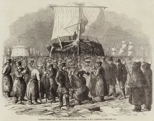 Cutting Vessels out of the Ice at Cronstadt